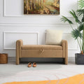 Banc Teddy moderne avec accoudoirs et rangement, grand repose-pieds rembourré, banc de fenêtre confortable