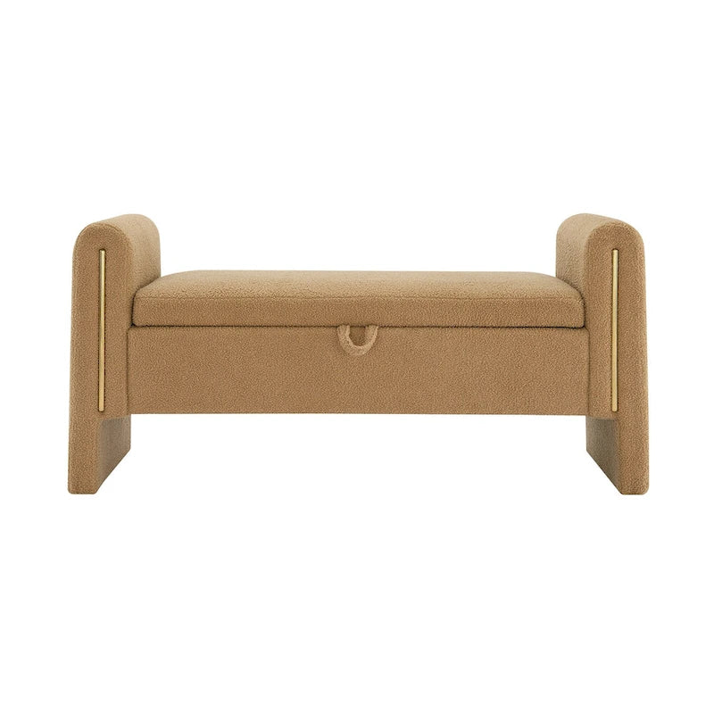 Banc Teddy moderne avec accoudoirs et rangement, grand repose-pieds rembourré, banc de fenêtre confortable