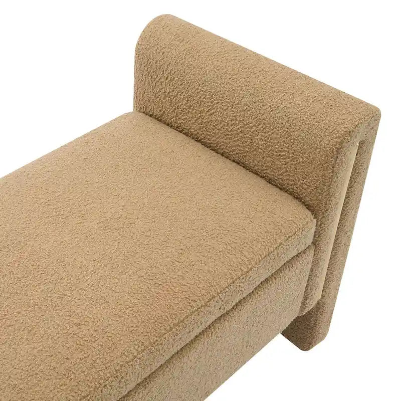 Banc Teddy moderne avec accoudoirs et rangement, grand repose-pieds rembourré, banc de fenêtre confortable