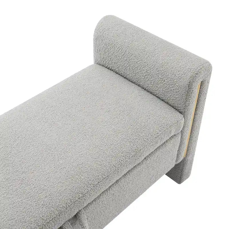 Banc Teddy moderne avec accoudoirs et rangement, grand repose-pieds rembourré, banc de fenêtre confortable