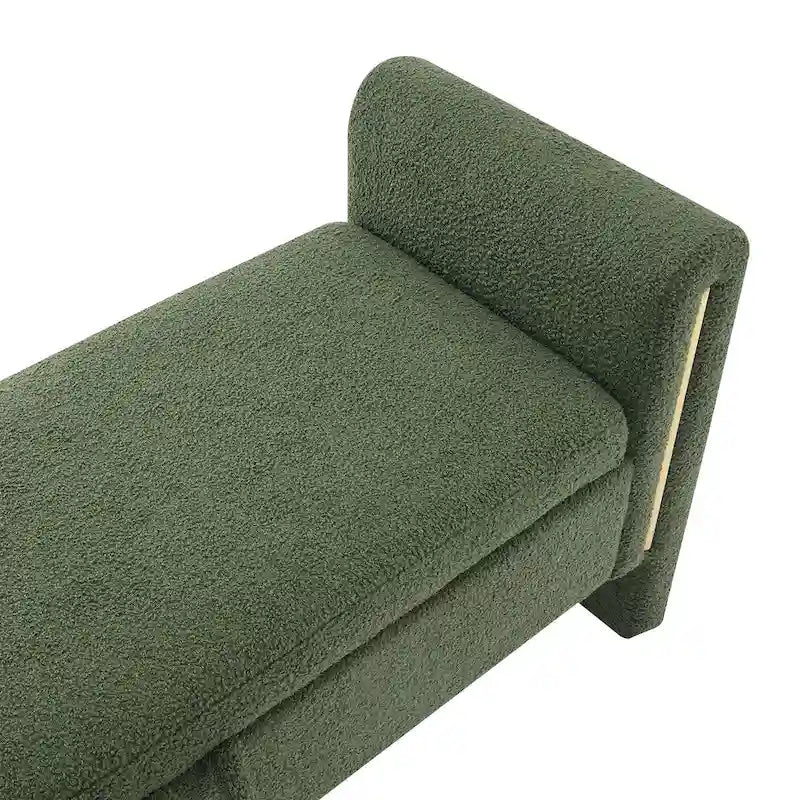 Banc Teddy moderne avec accoudoirs et rangement, grand repose-pieds rembourré, banc de fenêtre confortable