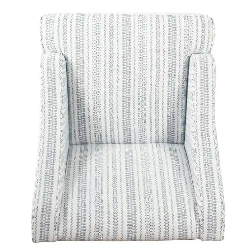 Fauteuil d'appoint, imprimé rayé style campagnard, polyester bleu et blanc