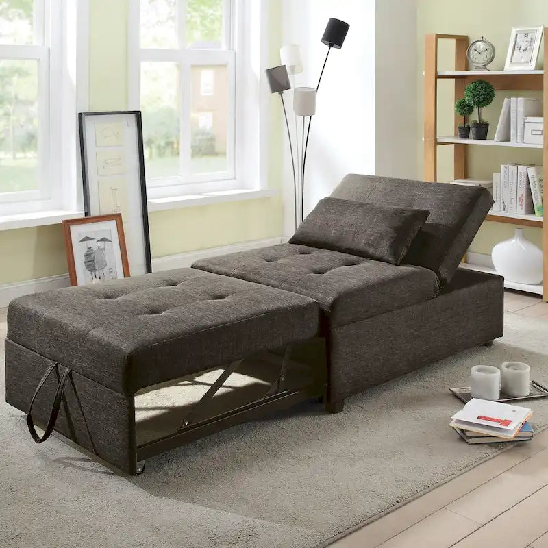 Fauteuil futon capitonné convertible en tissu contemporain