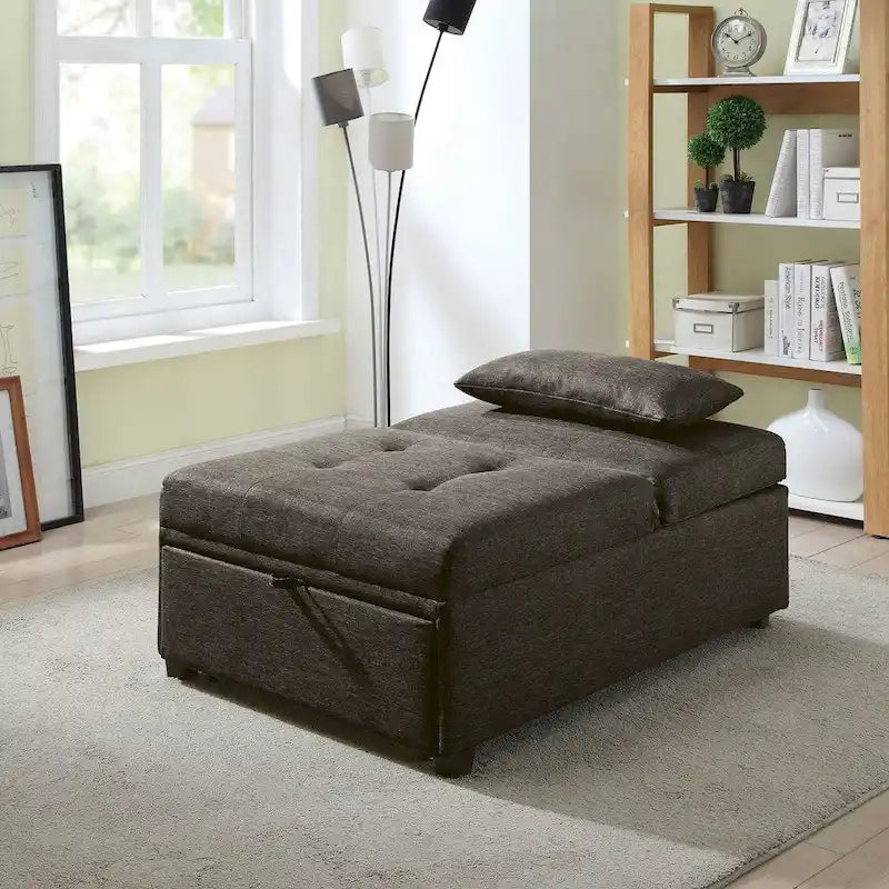 Fauteuil futon capitonné convertible en tissu contemporain