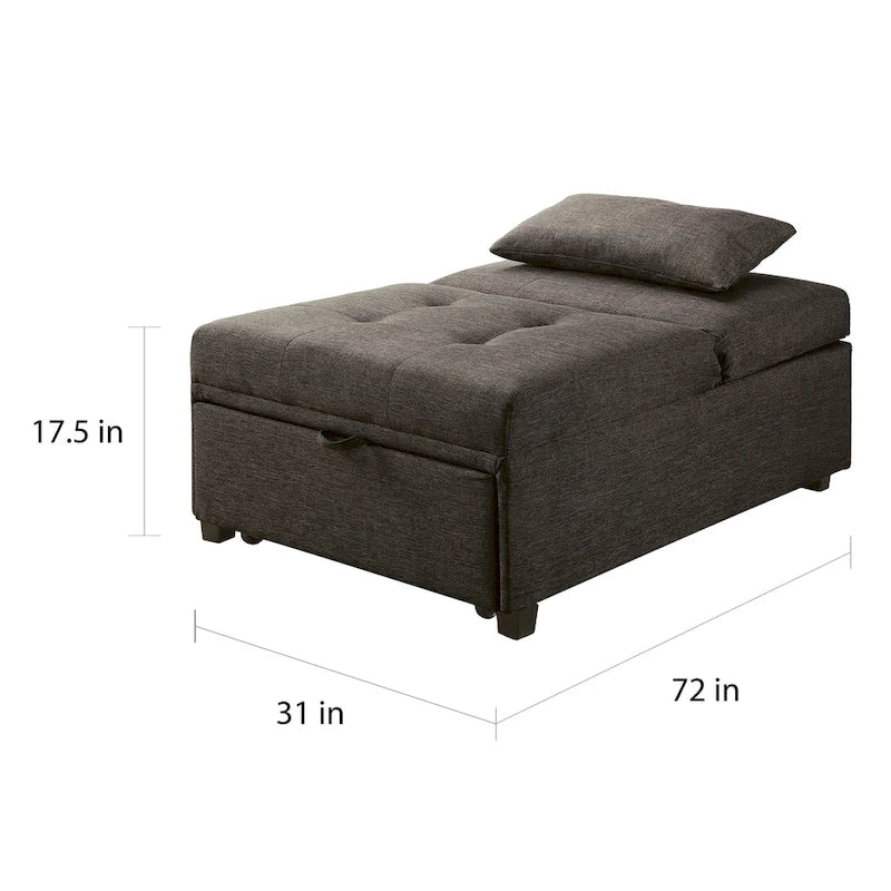 Fauteuil futon capitonné convertible en tissu contemporain