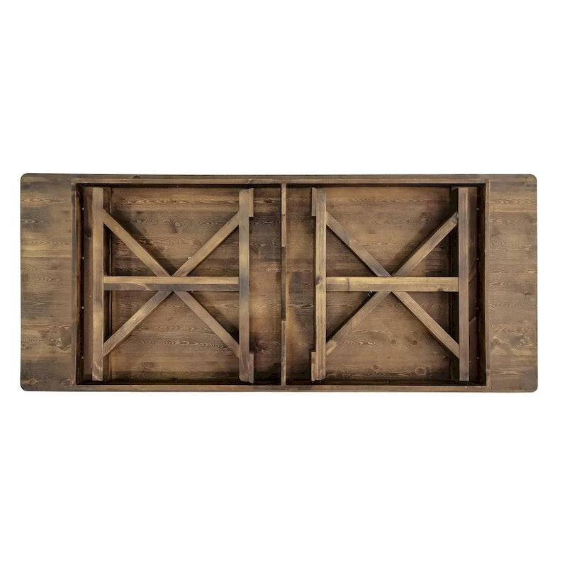 Table de salle à manger pliante rectangulaire rustique en pin massif, 8' x 40
