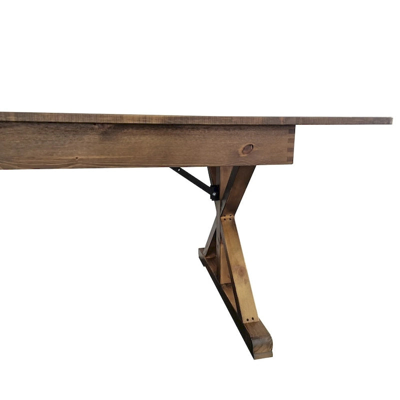 Table de salle à manger pliante rectangulaire rustique en pin massif, 8' x 40