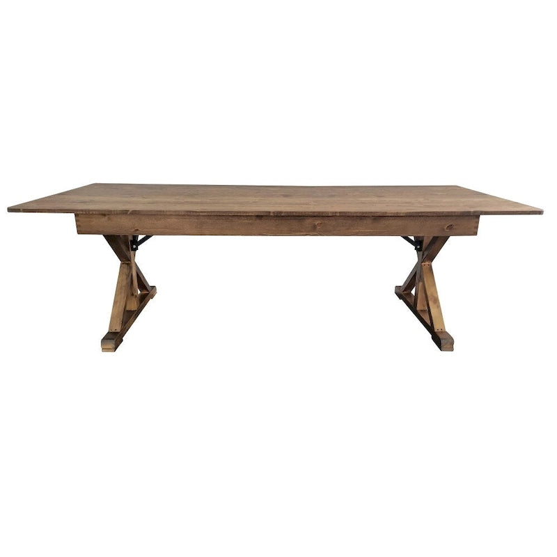 Table de salle à manger pliante rectangulaire rustique en pin massif, 8' x 40