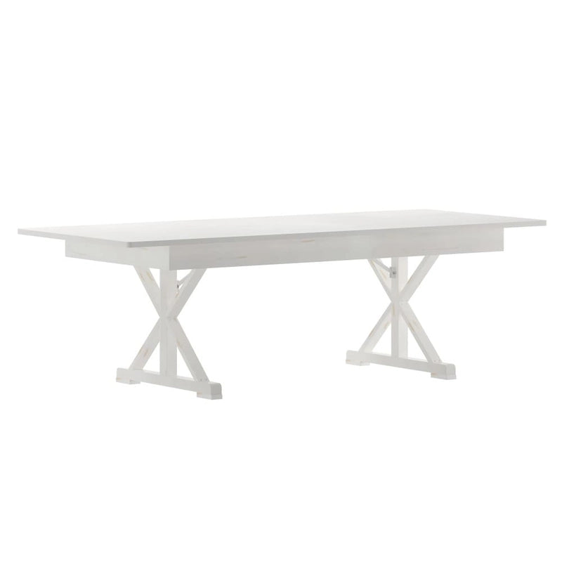 Table de salle à manger pliante rectangulaire rustique en pin massif, 8' x 40