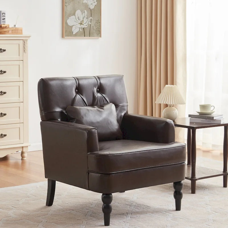 Fauteuil d'appoint capitonné avec coussin lombaire beige/gris/bleu clair