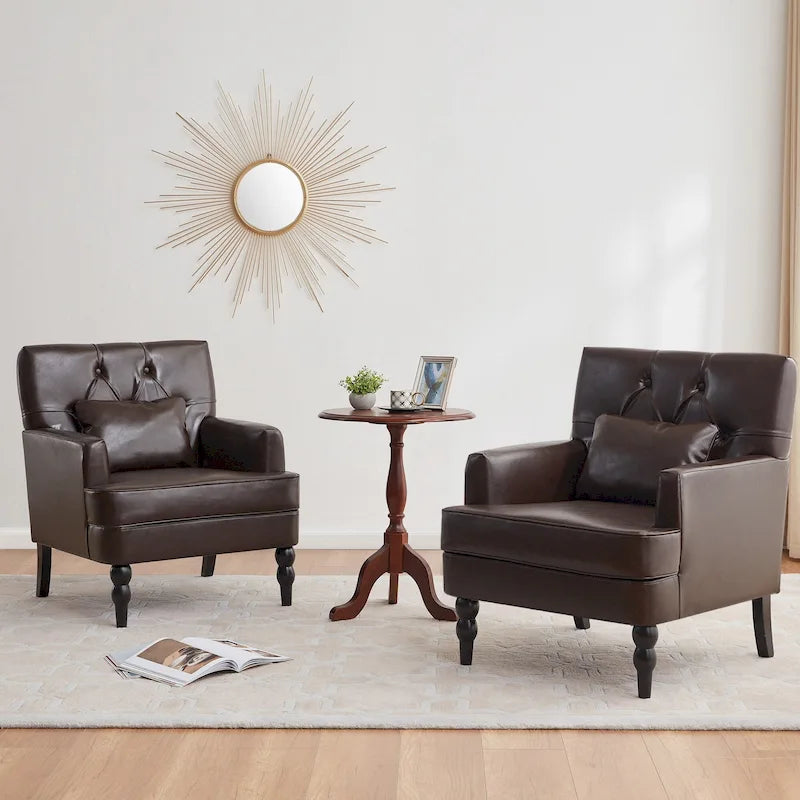 Fauteuil d'appoint capitonné avec coussin lombaire beige/gris/bleu clair