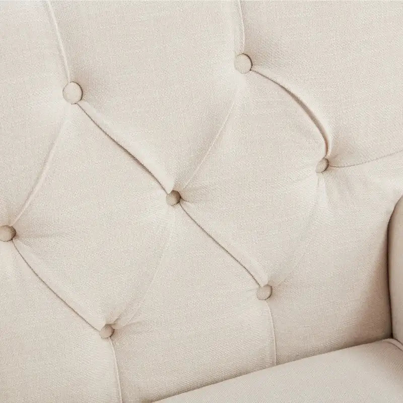 Fauteuil d'appoint capitonné avec coussin lombaire beige/gris/bleu clair