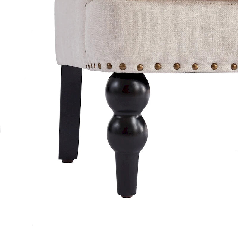 Fauteuil d'appoint capitonné avec coussin lombaire beige/gris/bleu clair