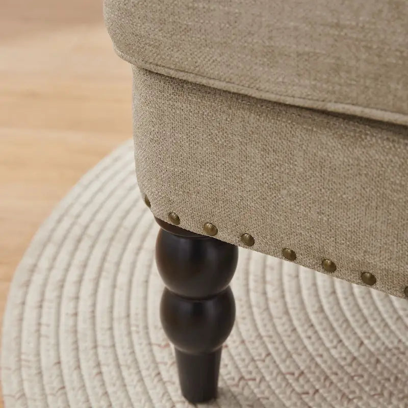 Fauteuil d'appoint capitonné avec coussin lombaire beige/gris/bleu clair