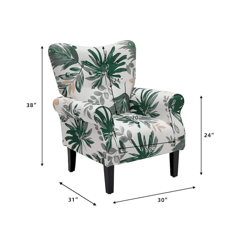 Fauteuil d'appoint moderne, fauteuil à dossier haut, canapé individuel en tissu capitonné avec pieds en bois pour salon