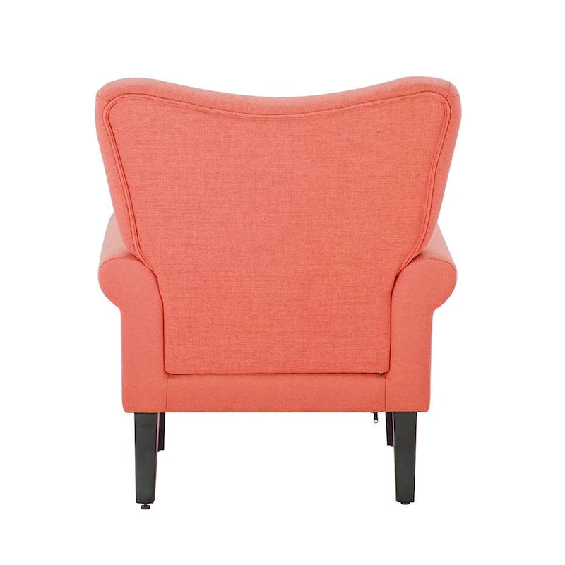 Fauteuil d'appoint moderne, fauteuil à dossier haut, canapé individuel en tissu capitonné avec pieds en bois pour salon