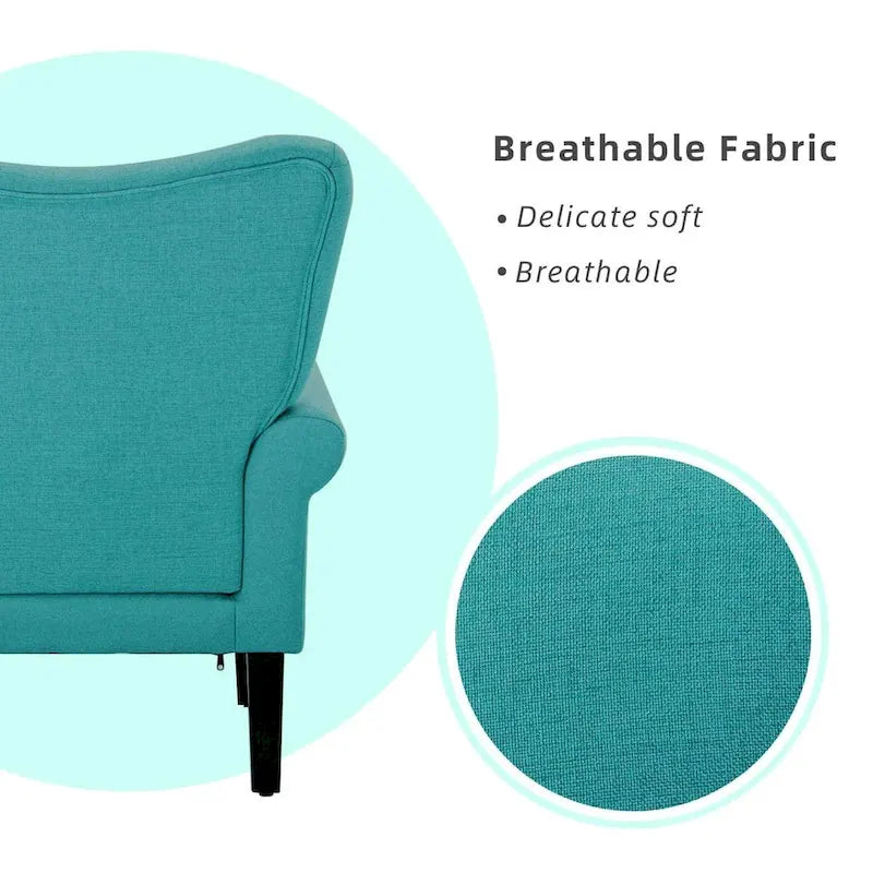 Fauteuil d'appoint moderne, fauteuil à dossier haut, canapé individuel en tissu capitonné avec pieds en bois pour salon