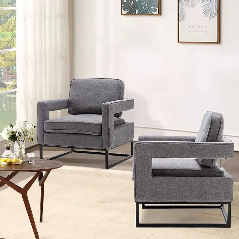 Fauteuil d'appoint moderne avec accoudoirs, Fauteuil de salon rembourré de style Mid-century