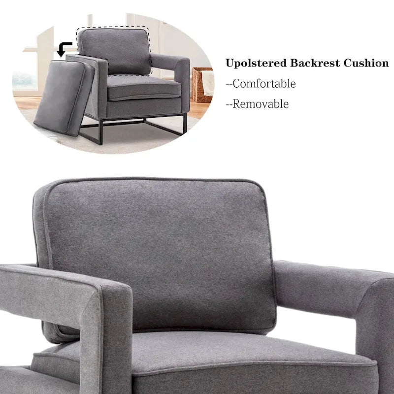 Fauteuil d'appoint moderne avec accoudoirs, Fauteuil de salon rembourré de style Mid-century