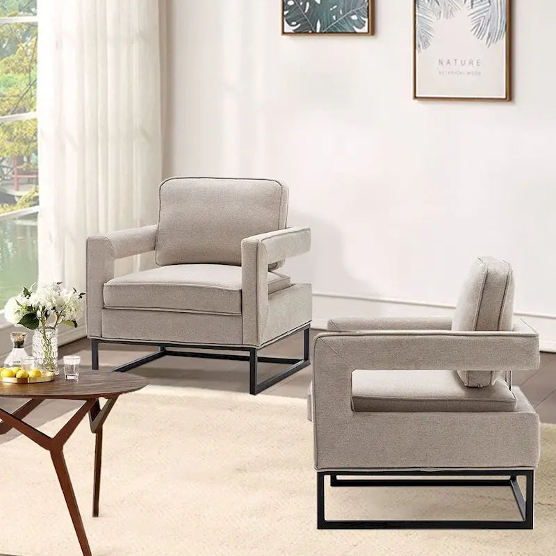 Fauteuil d'appoint moderne avec accoudoirs, Fauteuil de salon rembourré de style Mid-century
