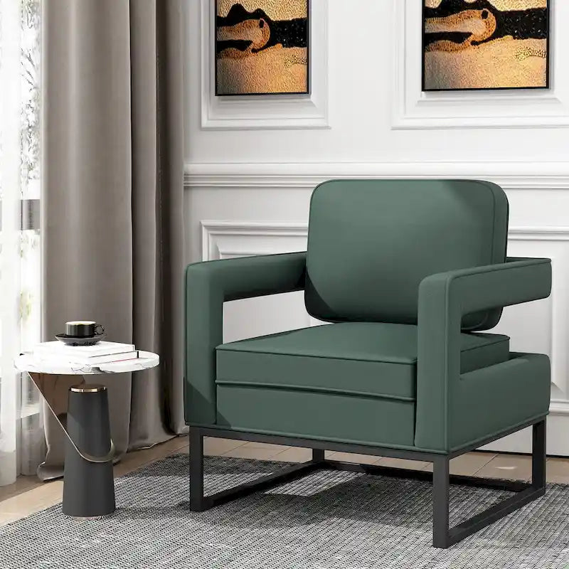 Fauteuil d'appoint moderne avec accoudoirs, Fauteuil de salon rembourré de style Mid-century