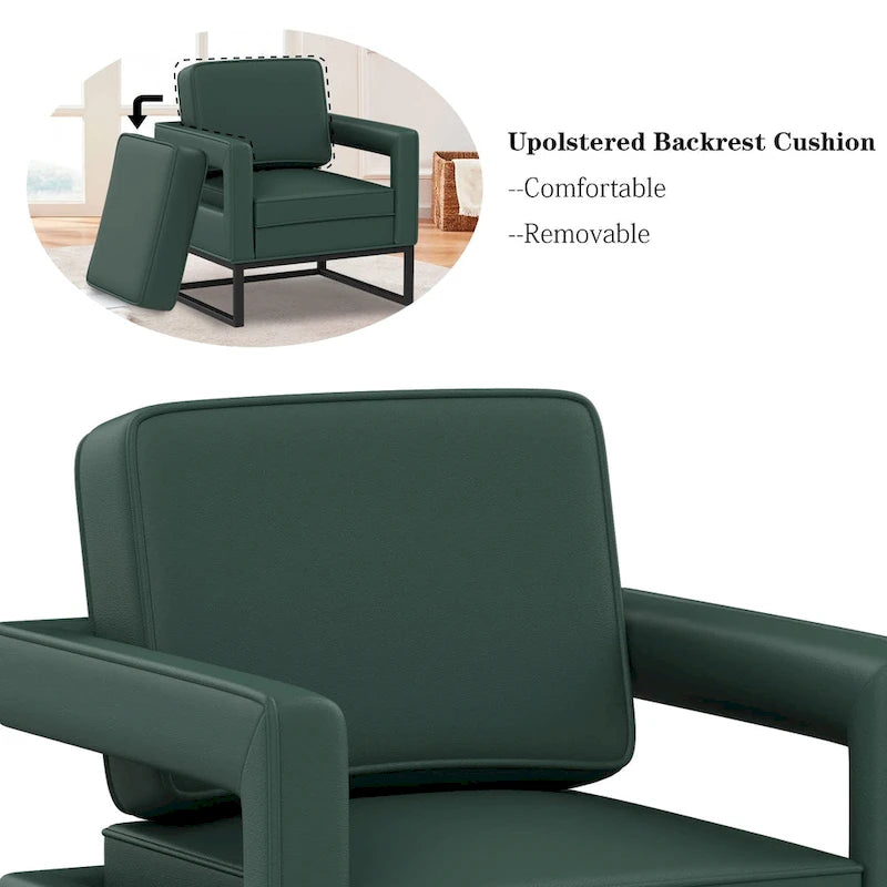 Fauteuil d'appoint moderne avec accoudoirs, Fauteuil de salon rembourré de style Mid-century