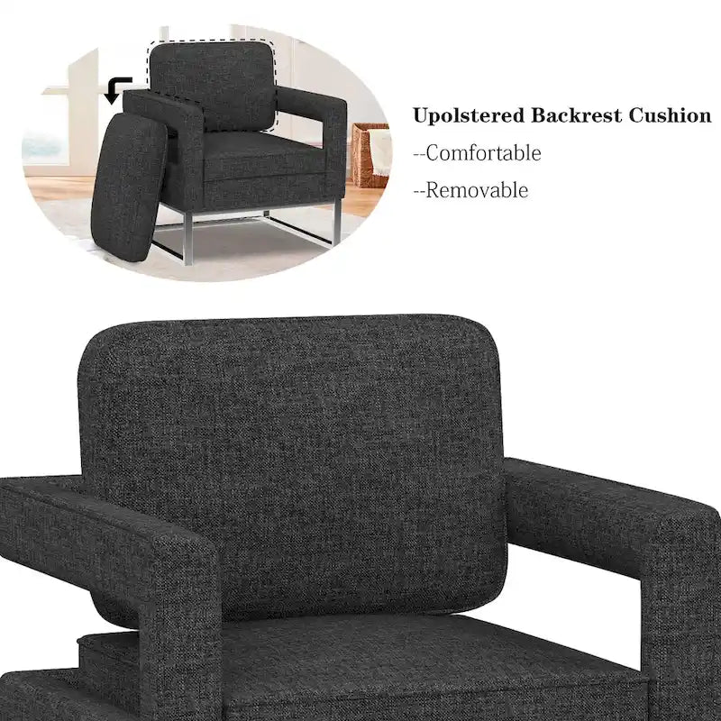 Fauteuil d'appoint moderne avec accoudoirs, Fauteuil de salon rembourré de style Mid-century