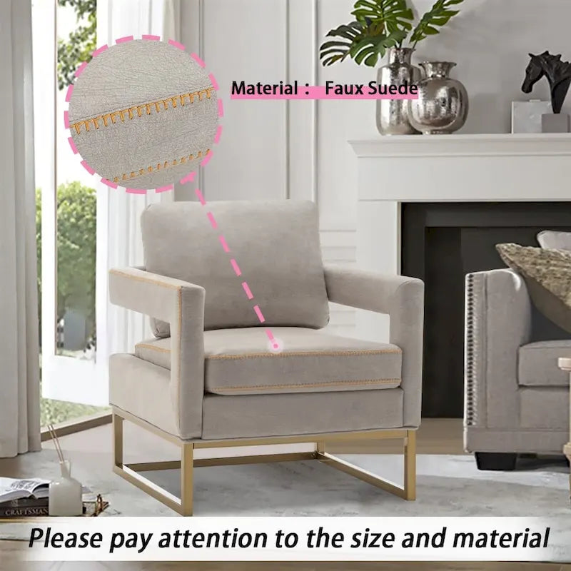 Fauteuil d'appoint moderne avec accoudoirs, Fauteuil de salon rembourré de style Mid-century