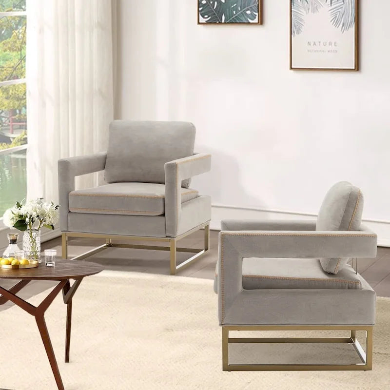 Fauteuil d'appoint moderne avec accoudoirs, Fauteuil de salon rembourré de style Mid-century