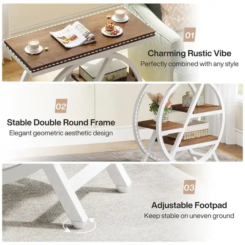 Table d'appoint à 3 niveaux avec rangement pour salon