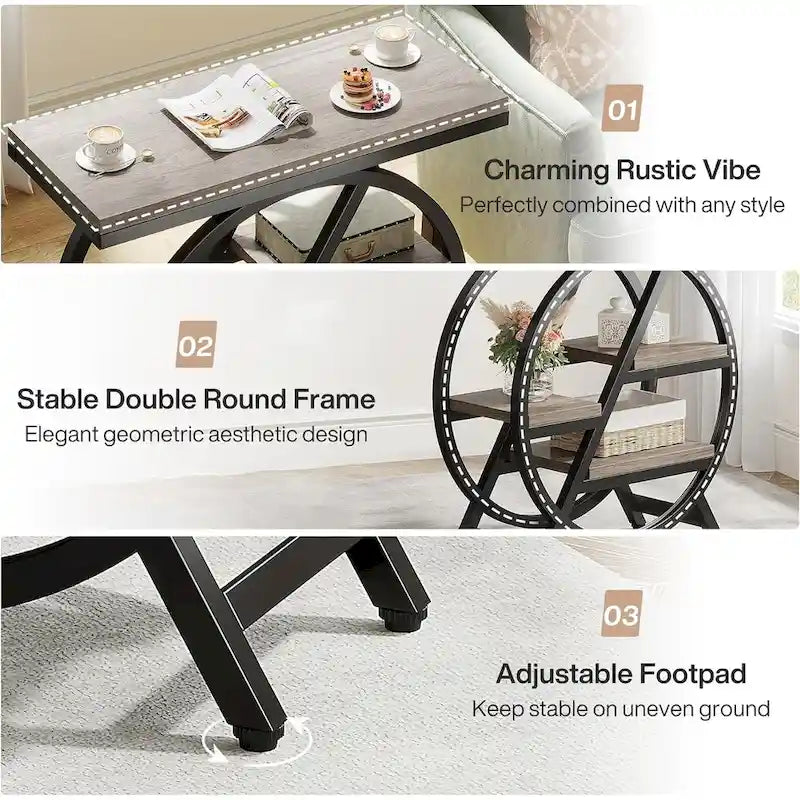 Table d'appoint à 3 niveaux avec rangement pour salon
