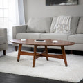 Table basse ovale en bois de style moderne du milieu du siècle