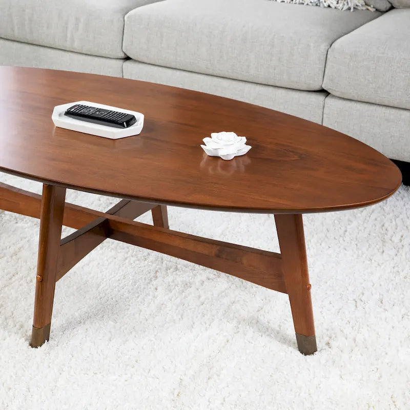 Table basse ovale en bois de style moderne du milieu du siècle