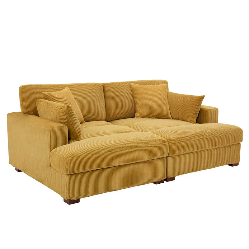 Canapé modulaire en velours côtelé, grand canapé convertible avec méridienne