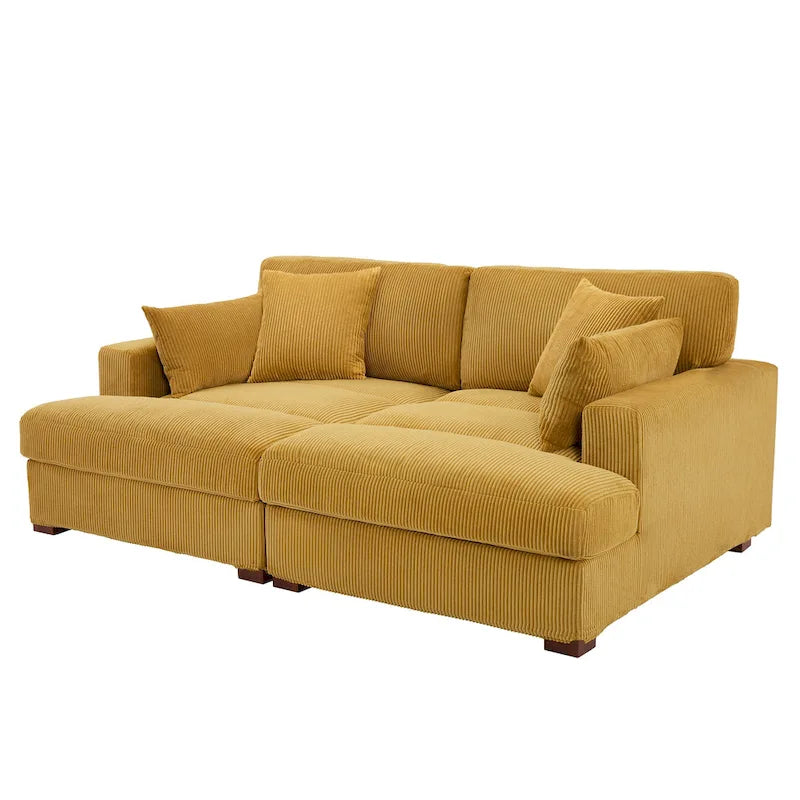 Canapé modulaire en velours côtelé, grand canapé convertible avec méridienne