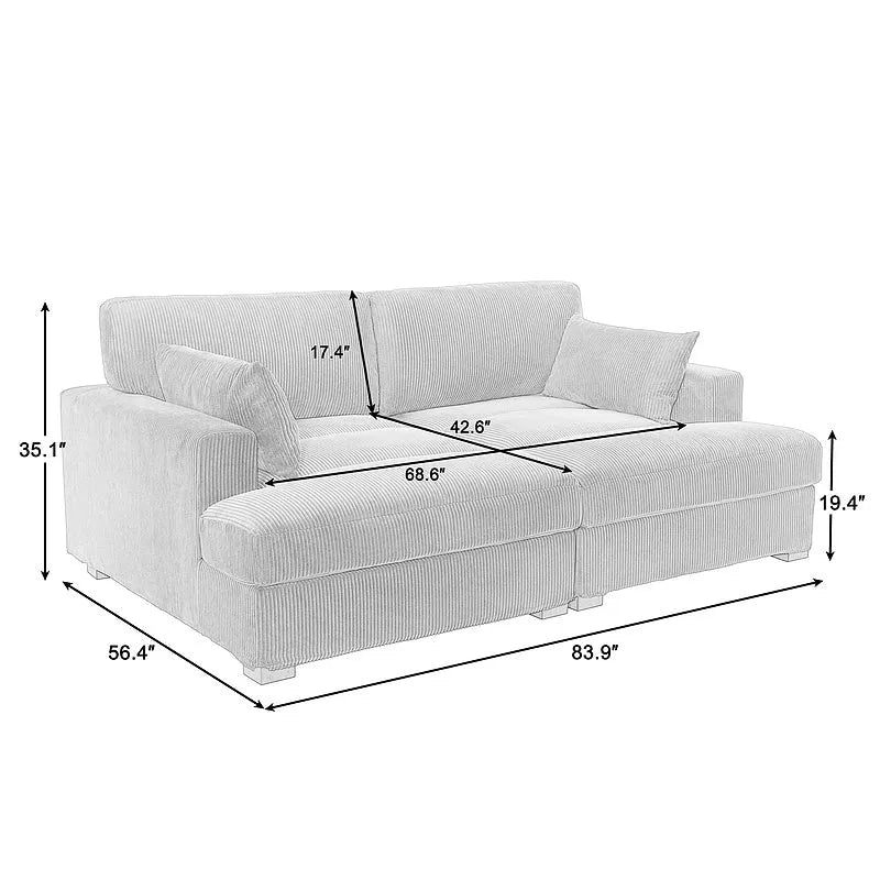 Canapé modulaire en velours côtelé, grand canapé convertible avec méridienne