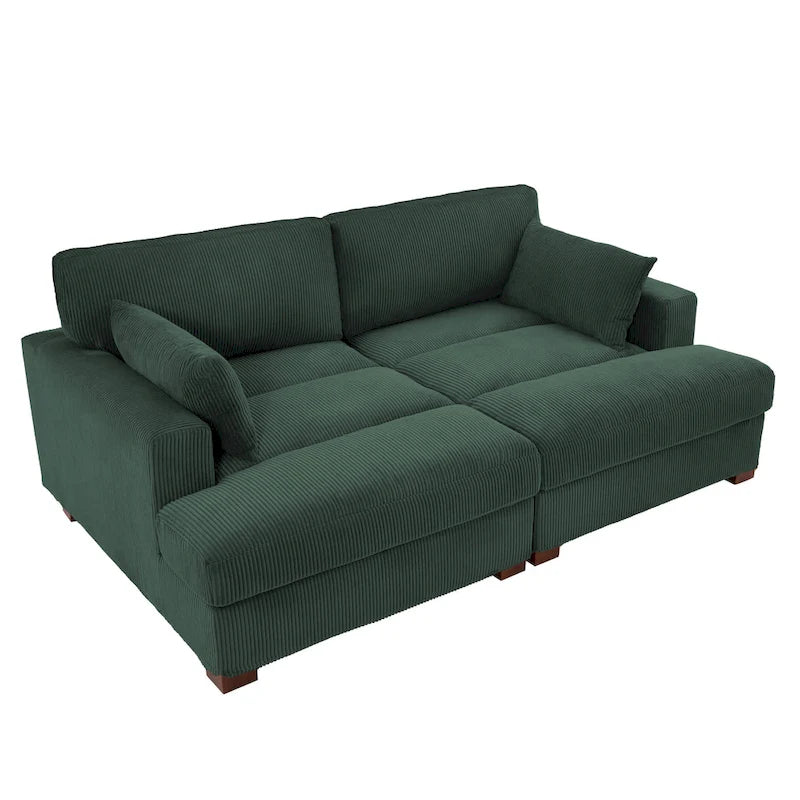 Canapé modulaire en velours côtelé, grand canapé convertible avec méridienne