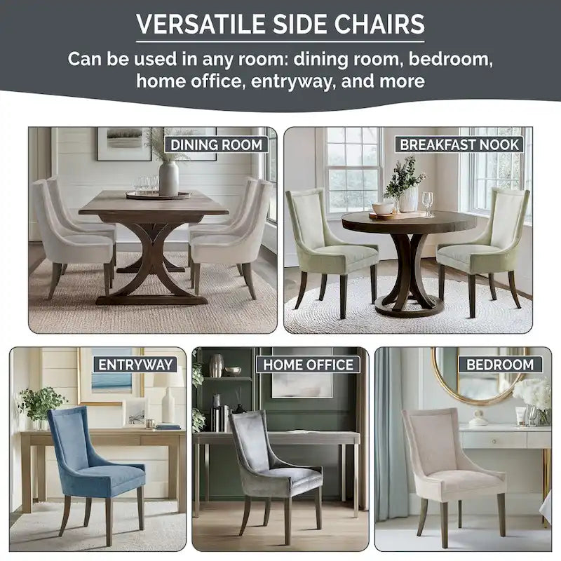 Chaises de salle à manger rembourrées avec pieds en bois (lot de 2)
