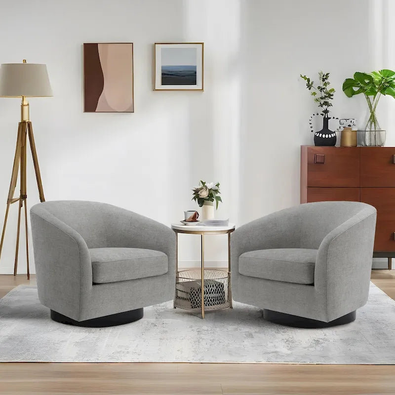 Lot de 2 fauteuils d'appoint pivotants à 360° en tissu, fauteuils baquets