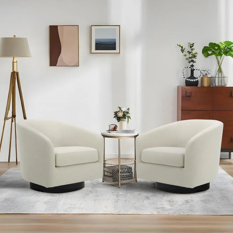 Lot de 2 fauteuils d'appoint pivotants à 360° en tissu, fauteuils baquets