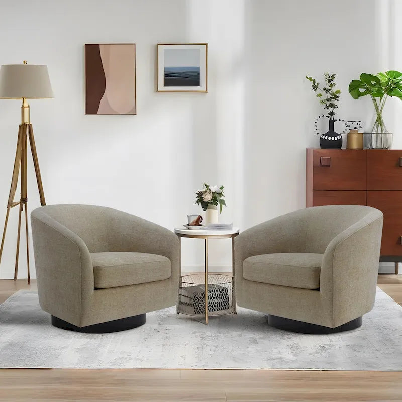 Lot de 2 fauteuils d'appoint pivotants à 360° en tissu, fauteuils baquets