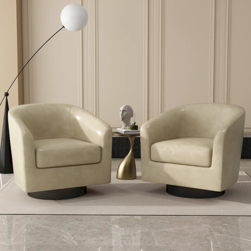 Lot de 2 fauteuils d'appoint pivotants à 360° en tissu, fauteuils baquets