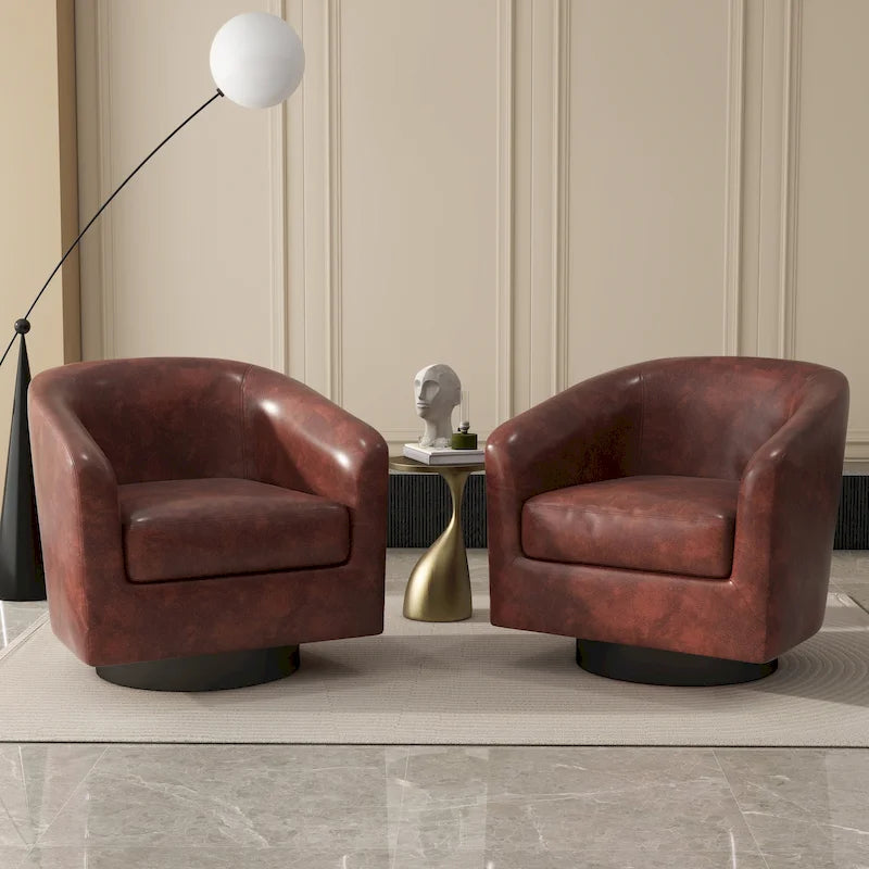 Lot de 2 fauteuils d'appoint pivotants à 360° en tissu, fauteuils baquets