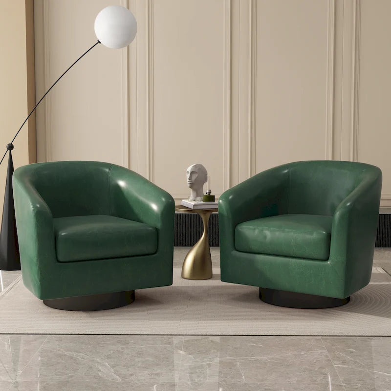 Lot de 2 fauteuils d'appoint pivotants à 360° en tissu, fauteuils baquets