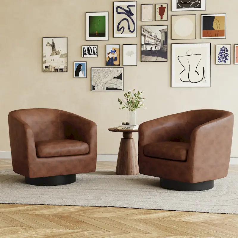 Lot de 2 fauteuils d'appoint pivotants à 360° en tissu, fauteuils baquets