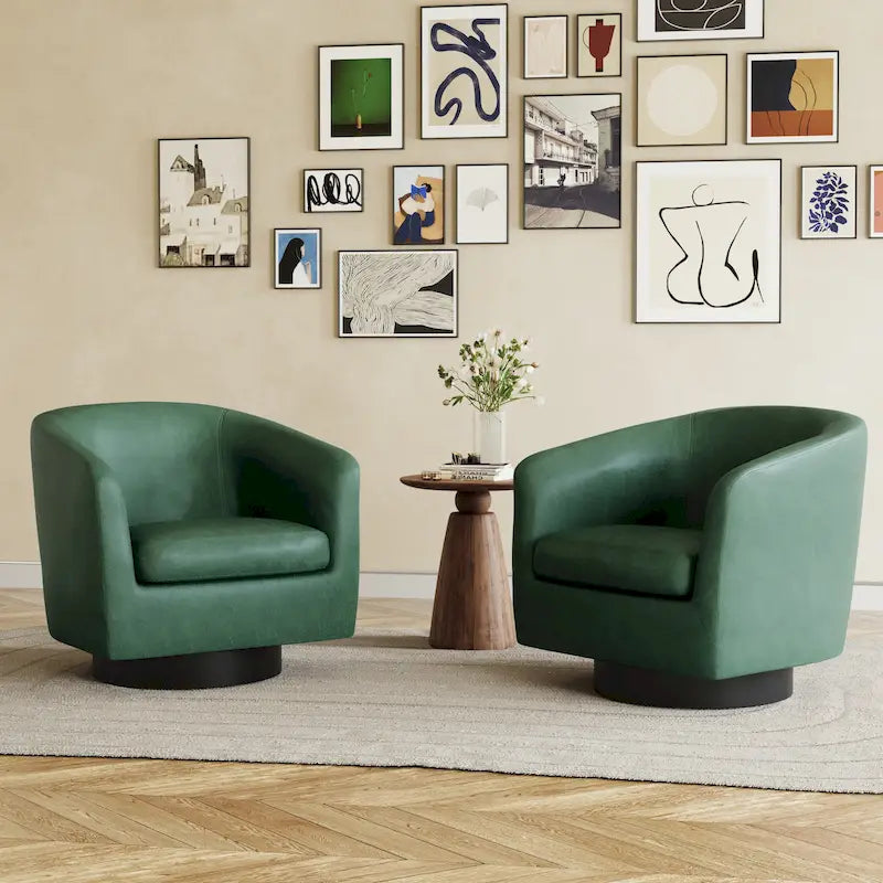 Lot de 2 fauteuils d'appoint pivotants à 360° en tissu, fauteuils baquets
