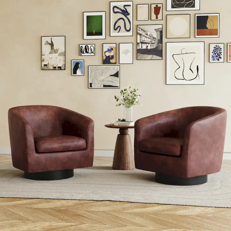 Lot de 2 fauteuils d'appoint pivotants à 360° en tissu, fauteuils baquets