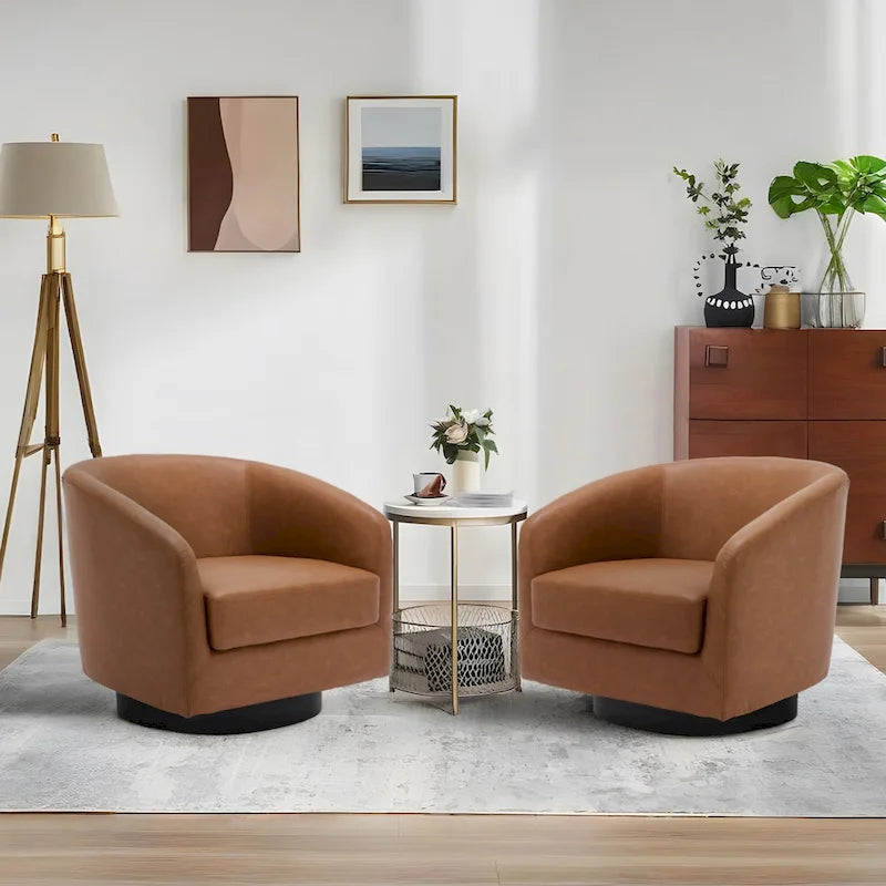 Lot de 2 fauteuils d'appoint pivotants à 360° en tissu, fauteuils baquets