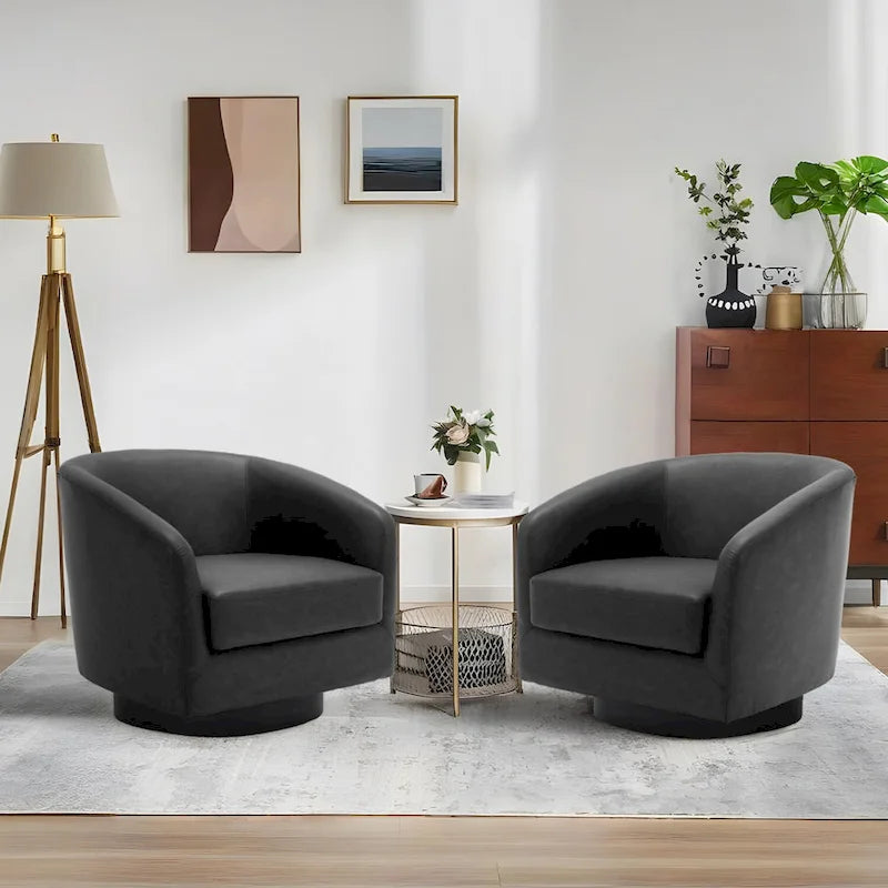 Lot de 2 fauteuils d'appoint pivotants à 360° en tissu, fauteuils baquets