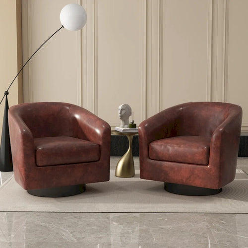 Lot de 2 fauteuils d'appoint pivotants à 360° en tissu, fauteuils baquets